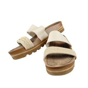 Reef Cushion Vista Hi Platform Sandals Womens 9 Cream Tan Woven Slide RF0A522L